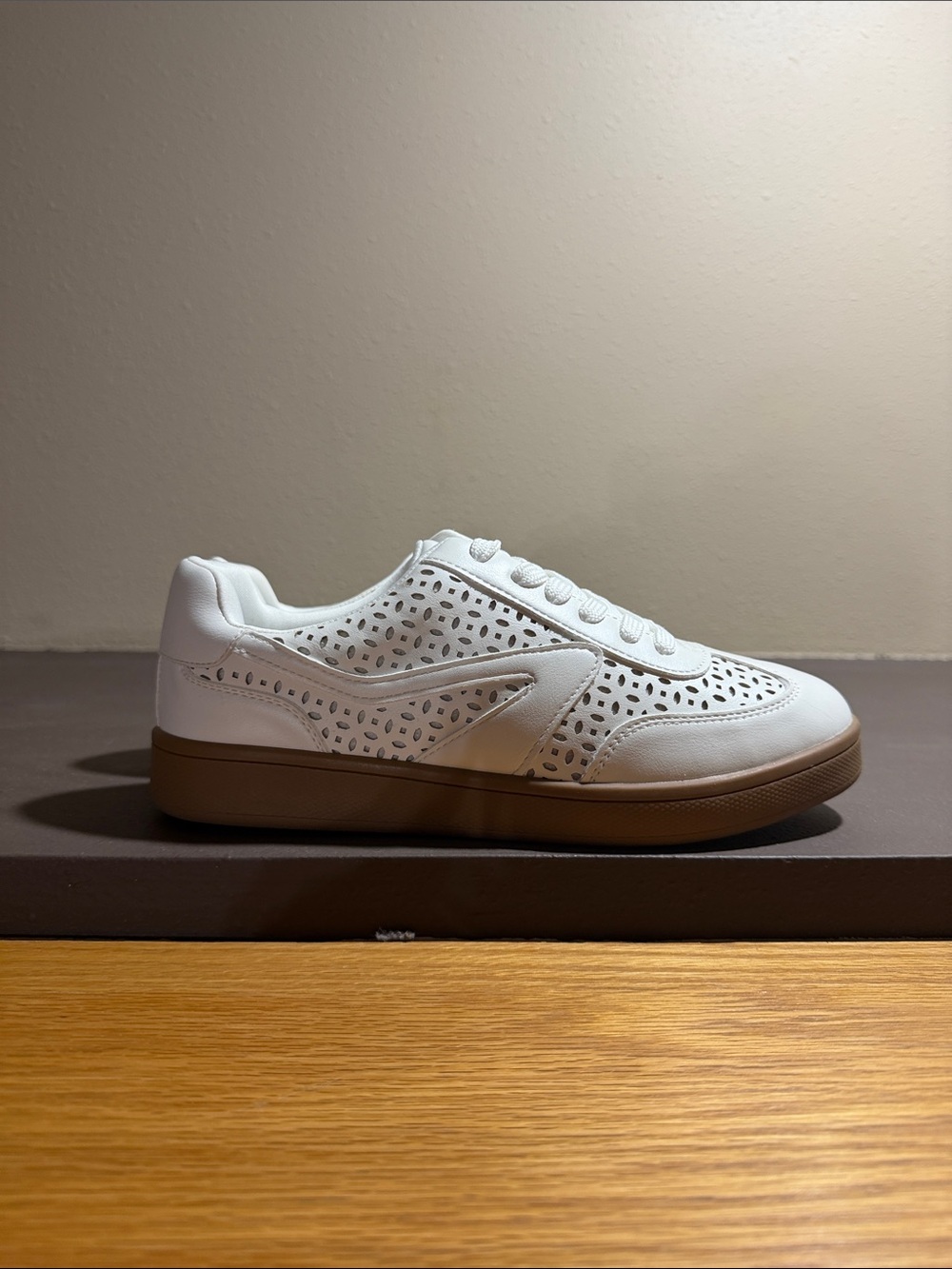 DV by Dolce Vita White Perforated Sneaker with Gum Sole NEW w/o Box